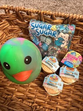 Viral Squishy Bundle- Tie Die Duck, Sugar Swap Pouch, 3 Mini RMS Dumplings